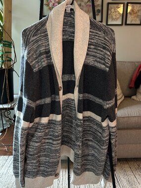 Goodfellow & Co Men's XXL Gray Striped Button Cardigan Sweater